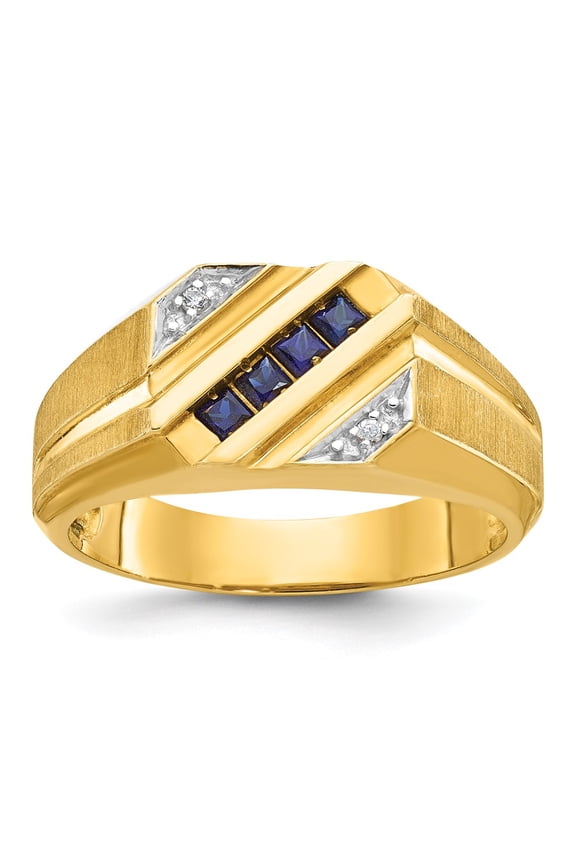 14k IBGoodman Men's Gemstone and Diamond Satin Ring Mounting