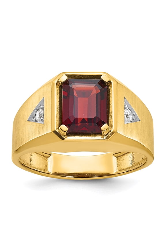 14k IBGoodman Men's Polished and Satin Gemstone and Diamond Ring Mounting