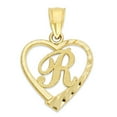 thumbnail image 1 of 14k Initial Heart Pendant Necklace, with 20" Rolo Chain, Letter R, Personalized Gifts for Her, 1 of 5