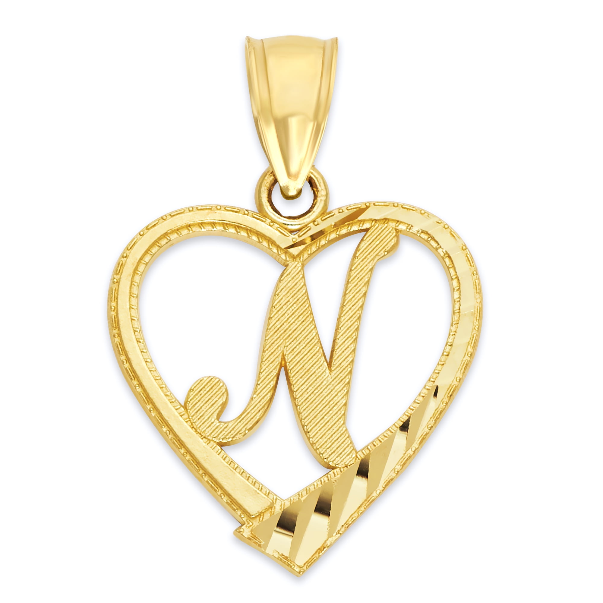 14k Initial Heart Pendant for Necklace, Letter N, Personalized Gifts for  Her - Walmart.com, image size:2000x2000