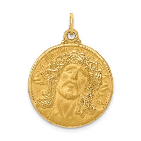 14k Jesus Medal Pendant in 14k Yellow Gold