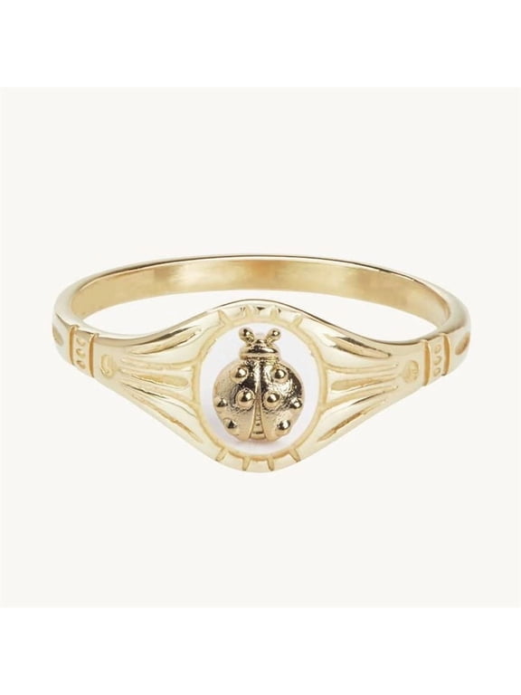 14k Ladybug Ring, Ladybug 14k Gold plated Ring, Dainty Lady bird Ring, silver Ladybug Jewelry, Animal Ring Handmade Designer Lady bug Ring