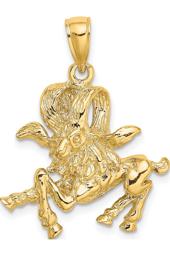 14k Large Aries Zodiac Charm Yellow Gold Solid Chic Timeless Lustrous A classic choice for celebrating love and achievement