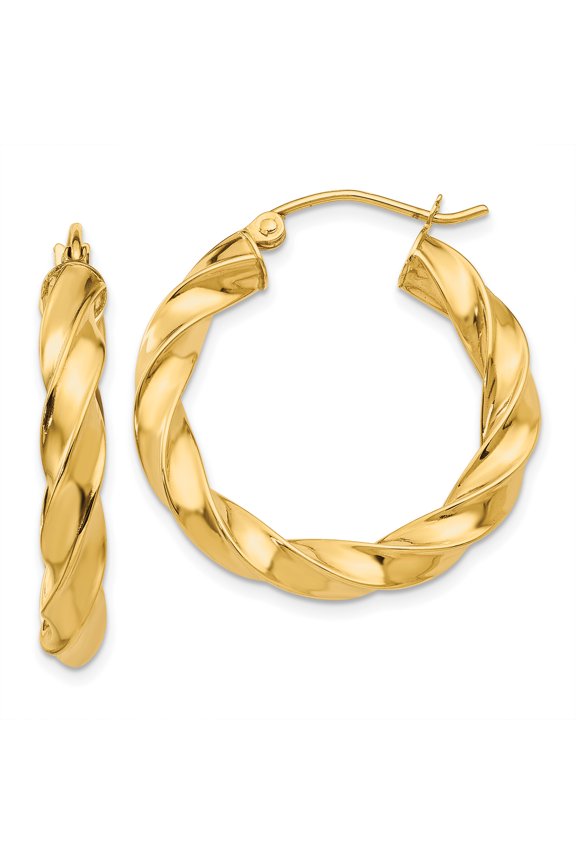 14k Light Twisted Hoop Earrings 14k Yellow Gold Earrings