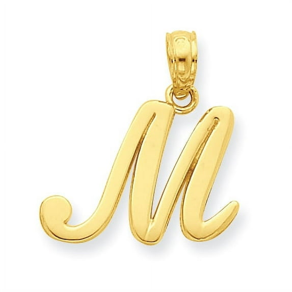 14k M Script Initial Pendant