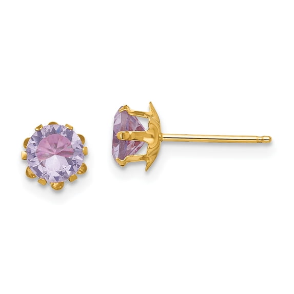 14k Madi K 5mm Synthetic (Feb) Earrings