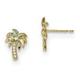 thumbnail image 1 of 14k Madi K Blue & Clear CZ Palm Tree Post Earrings 14k Yellow Gold Earrings, 1 of 1