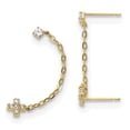 thumbnail image 1 of 14k Madi K Double Post w/Chain CZ Cross Earring (single) 14k Yellow Gold Earrings, 1 of 1