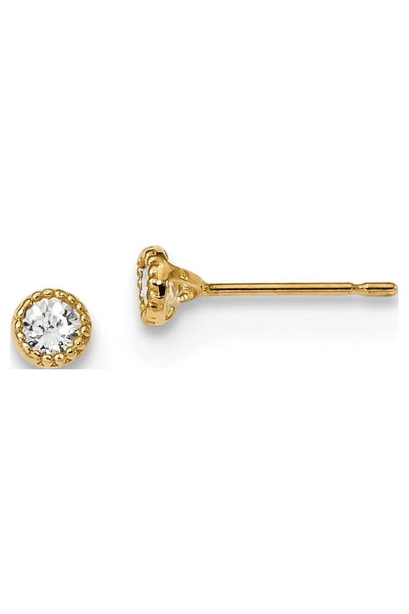 14k Madi K Milgrain Bezel CZ Post Earrings