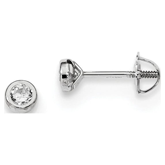 14k Madi K Polished CZ Bezel Post Earrings