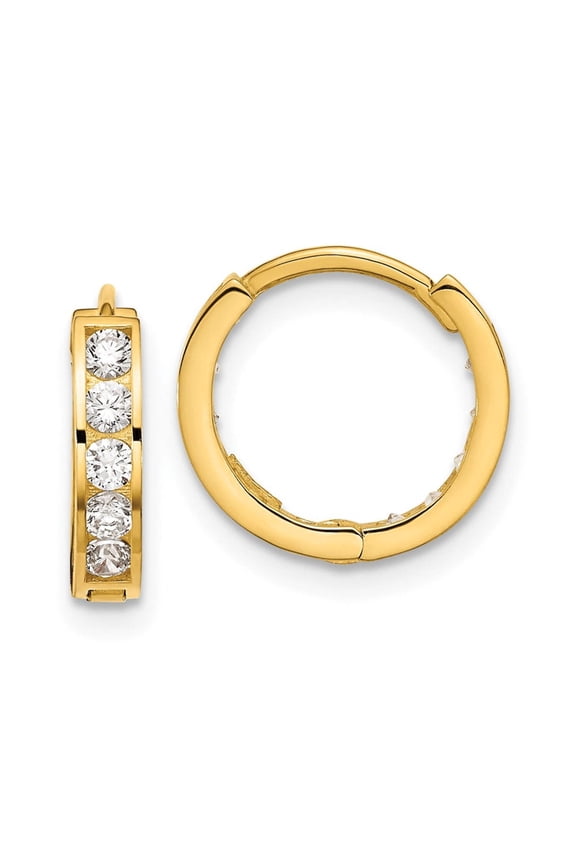 14k Madi K Round/Square CZ Reversible Hinged Hoop Earrings SE2581 (12.09mm X 12.63mm)