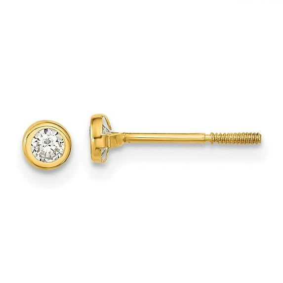 Madi K 14k Polished 3mm CZ Bezel Screwback Post Earrings
