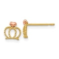 thumbnail image 1 of 14k Yellow and Rose Gold Mini Crown Post Earrings - .3 Grams - Measures 6x6mm Wide, 1 of 2