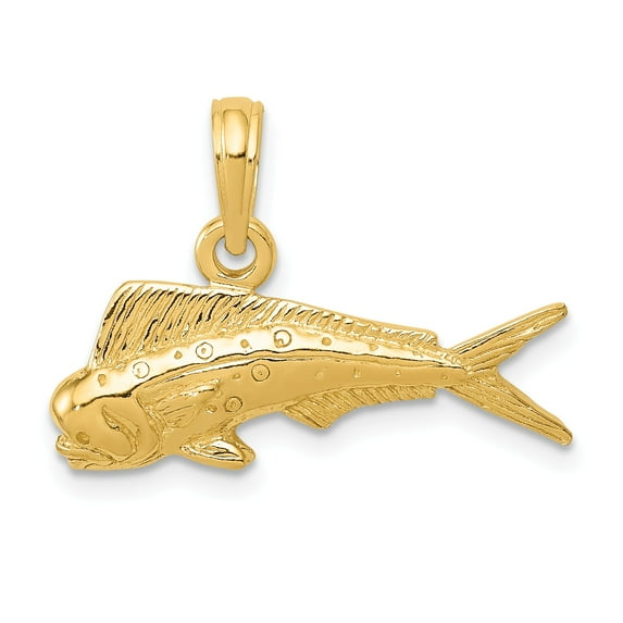 14k Mahi Mahi Fish Pendant in 14k Yellow Gold