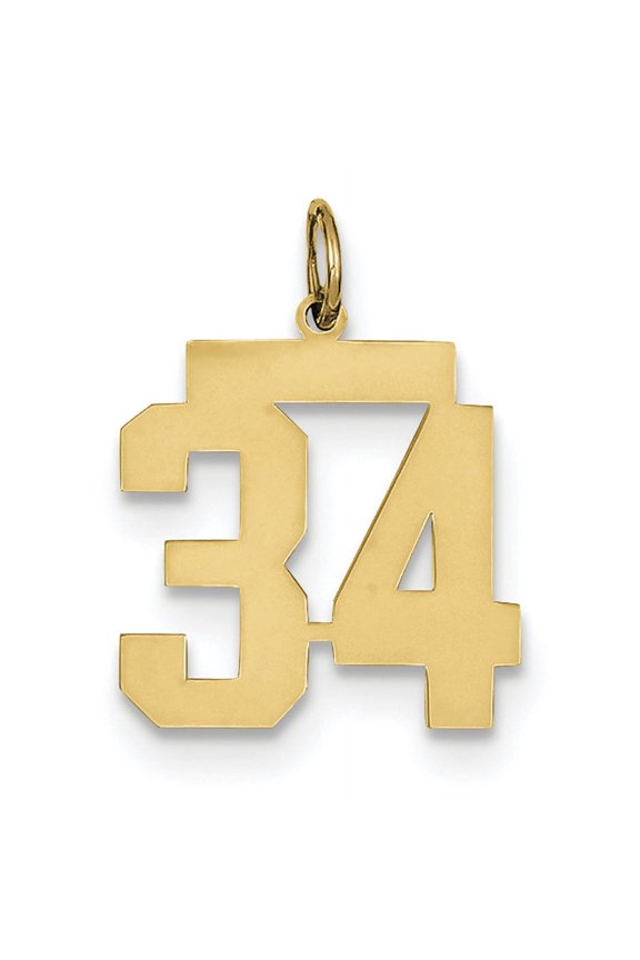 14k Medium Polished Number 34 Charm