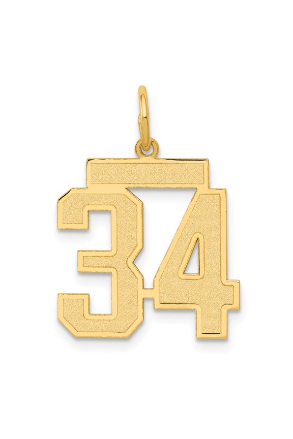 14k Medium Satin Number 34 Charm