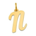 thumbnail image 1 of 14k Yellow Gold Solid Polished Laser-cut Medium Script Letter Name Personalized Monogram Initial N Charm Pendant Necklac, 1 of 2