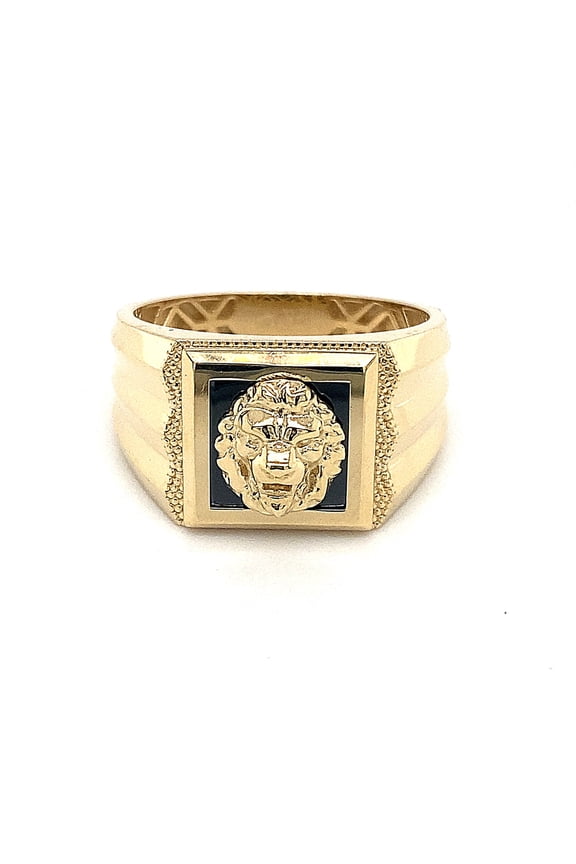 14k Men's Lion CZ Stone Ring