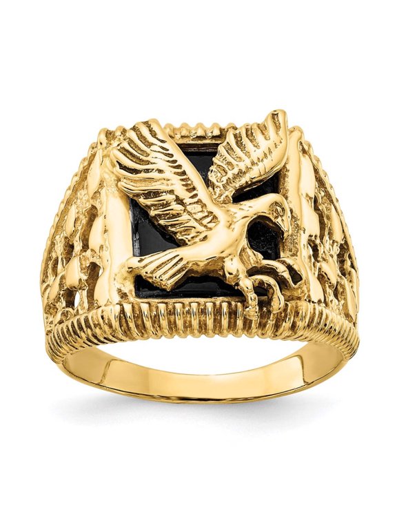 14k Men's Onyx Eagle Ring Size 10