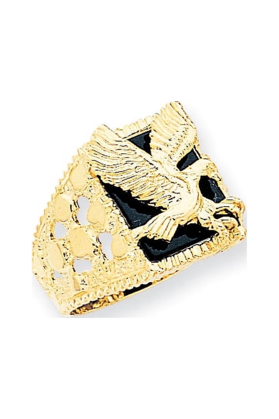 14k Men's Onyx Eagle Ring