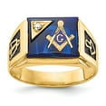 thumbnail image 1 of 14k Men's Polished and Textured with Black Enamel, Imitation Blue Spinel and AAA Quality Diamond Masonic Ring Y1586AAA, 1 of 5