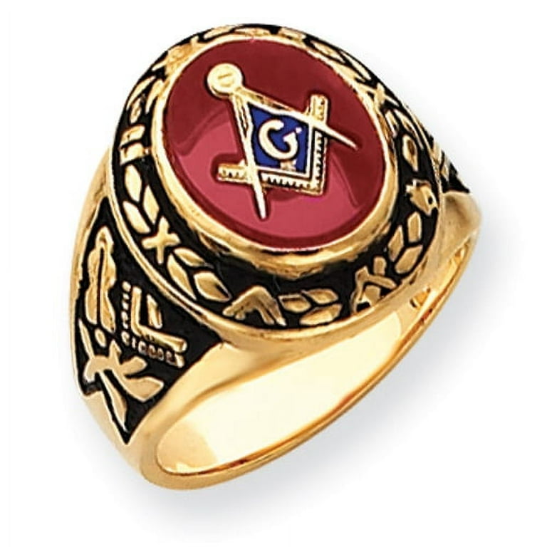 14k Men s Synthetic Ruby Masonic Ring Walmart