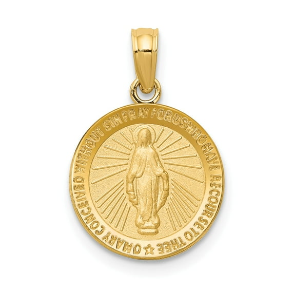 14k Miraculous Medal Pendant in 14k Yellow Gold