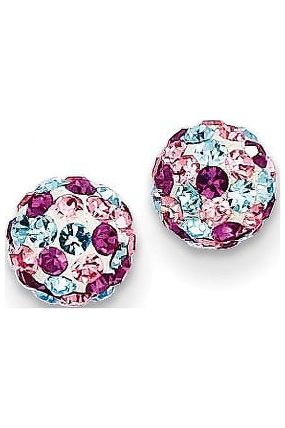 14k Multi-colored Crystals 6mm Post Earrings