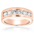 thumbnail image 1 of 14k Nautral 1.5 Ctw Diamond Mens Wedding Band Six Stone Anniversary Ring (Rose Gold Size 8), 1 of 3