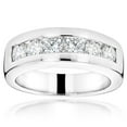 thumbnail image 1 of 14k Nautral 1.5 Ctw Diamond Mens Wedding Band Six Stone Anniversary Ring (White Gold Size 6), 1 of 3