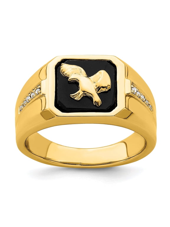 IB Goodman 14k Onyx and 1/20 carat Diamond Eagle Mens Ring