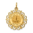 thumbnail image 1 of 14k Polished and Satin Solid Our Lady of Fatima Medal Scalloped Edge Round Pendant XR667, 1 of 4