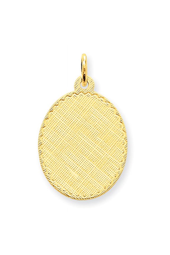 14k Patterned .018 Gauge Engravable Oval Disc Charm