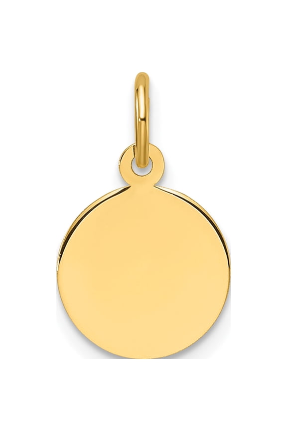 14K Yellow Gold Plain .011 Gauge Round Engravable 10.6mm Disc Charm