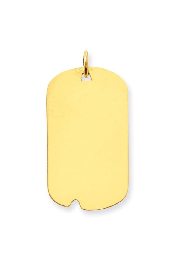 14k Plain .013 Gauge Engravable Dog Tag with Notch Disc Charm