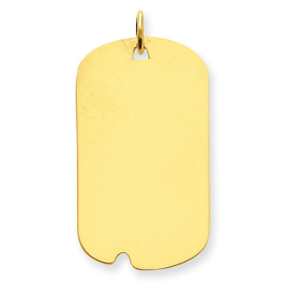 14k Plain .018 Gauge Engravable Dog Tag with Notch Disc Charm