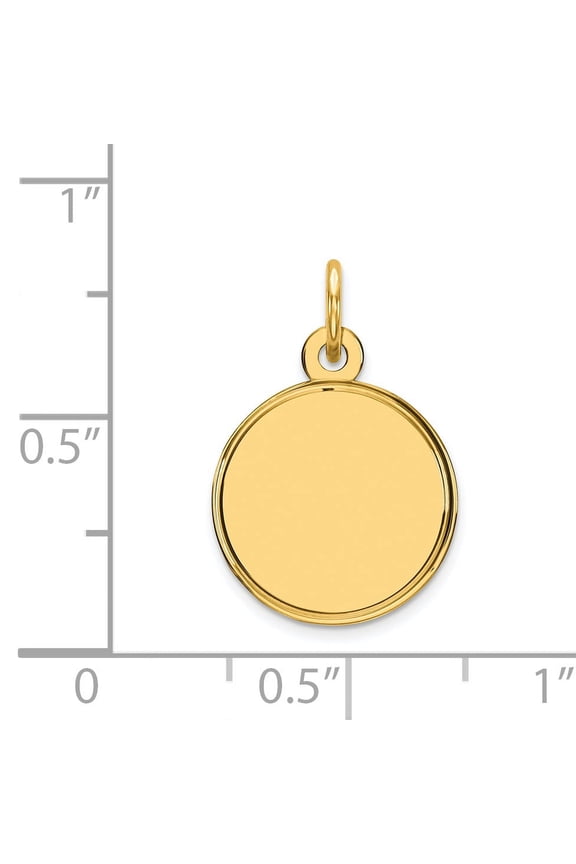 14K Yellow Gold Engravable Round Disc Charm with Scalloped Edge  19mm, Polished Finish, Gift Box Included