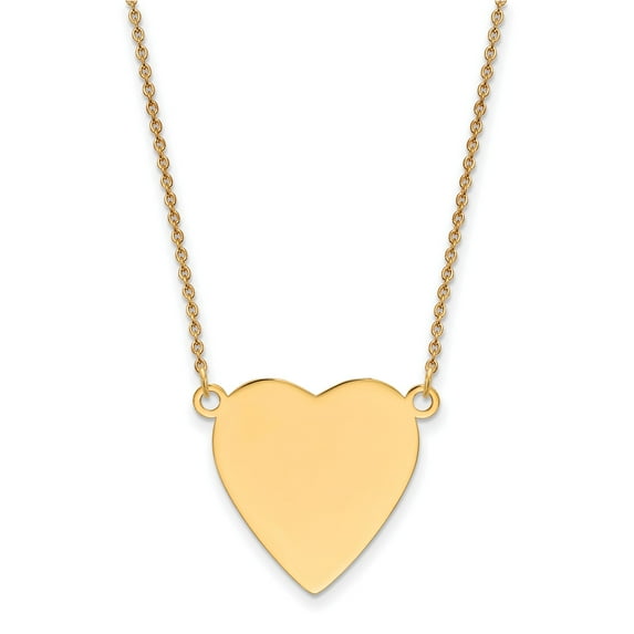 14k Plain .018 Gauge Heart Engravable Disc 18 Necklace in 14k Yellow Gold
