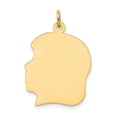 thumbnail image 1 of 14k Plain Large .027 Gauge Facing Left Engravable Girl Head Charm XM119/27, 1 of 2