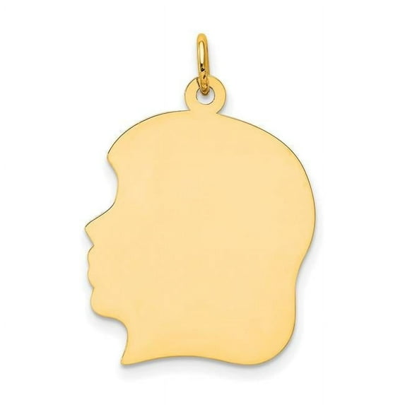 14k Plain Large .027 Gauge Facing Left Engravable Girl Head Charm XM119/27