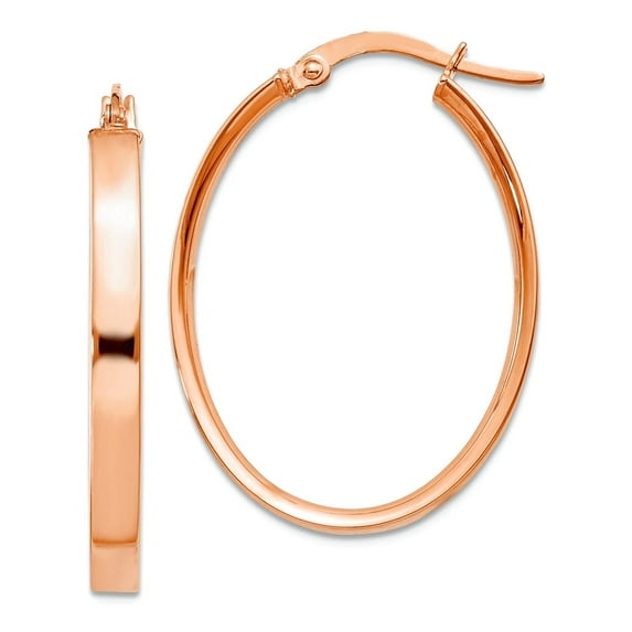 14k Plated Rose Rhodium Oval Hoop Earrings 22mm Wide 3mm Thick Hoop Earring for Women - 1.5 Grams