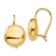 thumbnail image 1 of 14k Polished 12mm Button Kidney Wire Earrings 14k Yellow Gold Earrings, 1 of 1