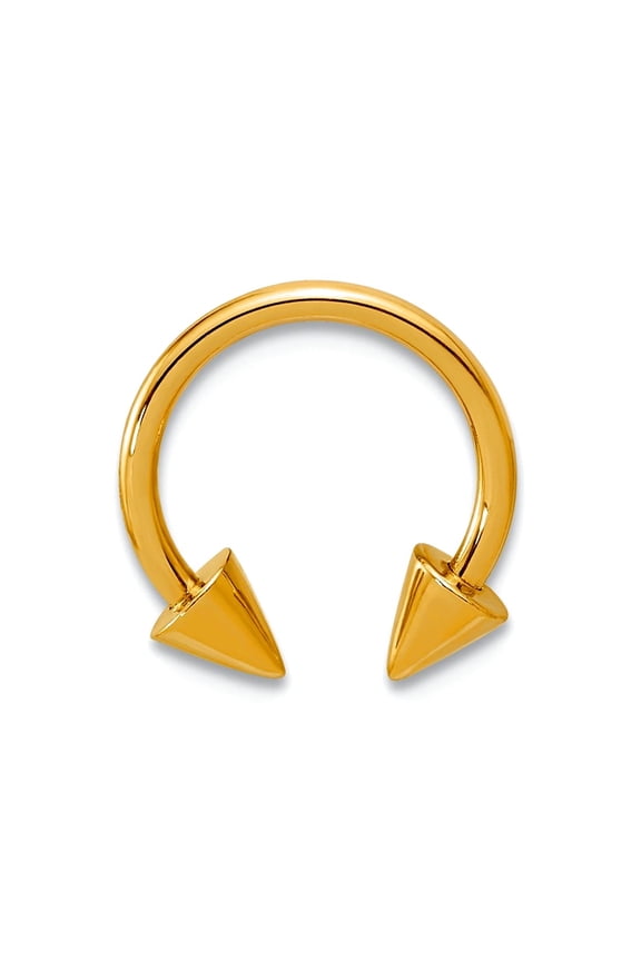 14k Solid Yellow Gold Polished 16 Gauge Screw-off End Pointed Single Ear Cuff 13x13mm Wide Ear Cuff for Women