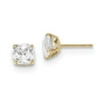 thumbnail image 1 of 14k Polished 6x6 Cushion Cut CZ Stud Post Earrings in 14k Yellow Gold, 1 of 2