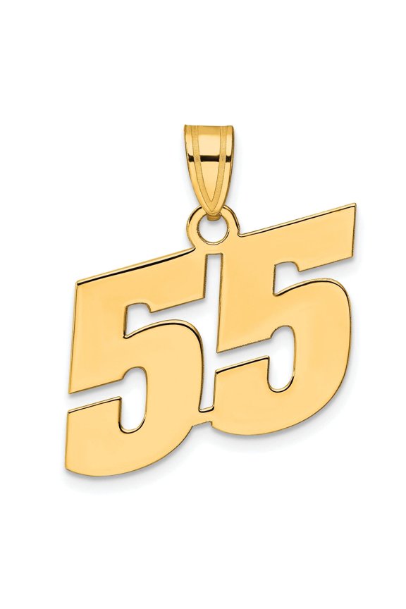14k Yellow Gold Polished Finish Block Script Design Number 55 Charm Pendant