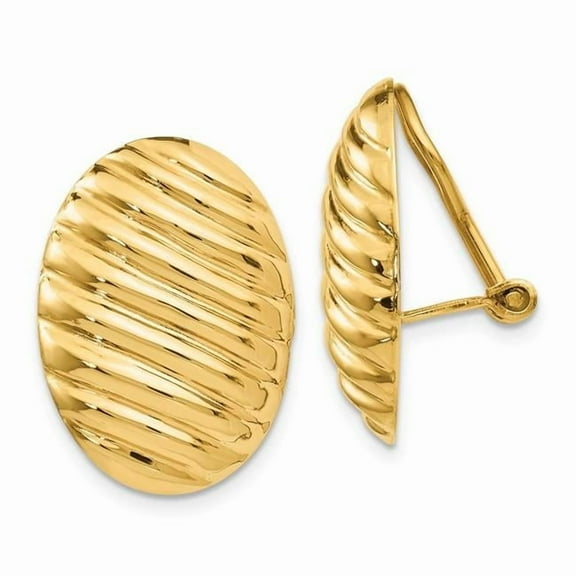 14k Polished Button Non-pierced Omega Back Earrings