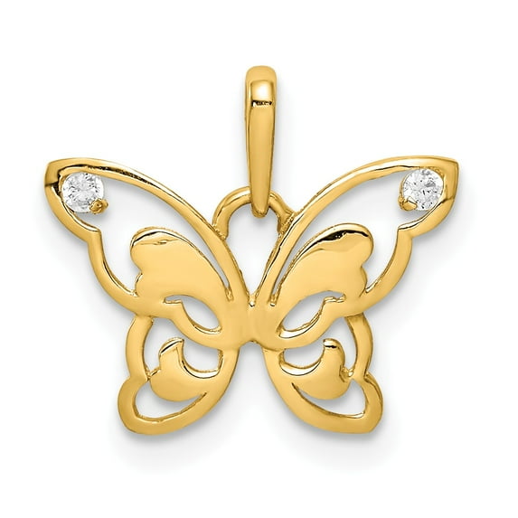 14k Polished CZ Butterfly Pendant in 14k Yellow Gold