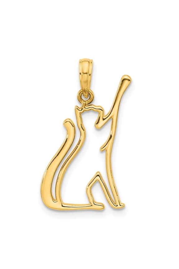 14k Polished Cat Reaching Pendant