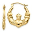 thumbnail image 1 of 14k Polished Claddagh Hoop Earrings, 1 of 3