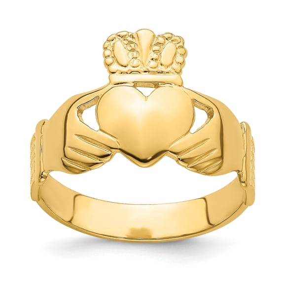14k Mens Polished Size 9 Claddagh Ring R697